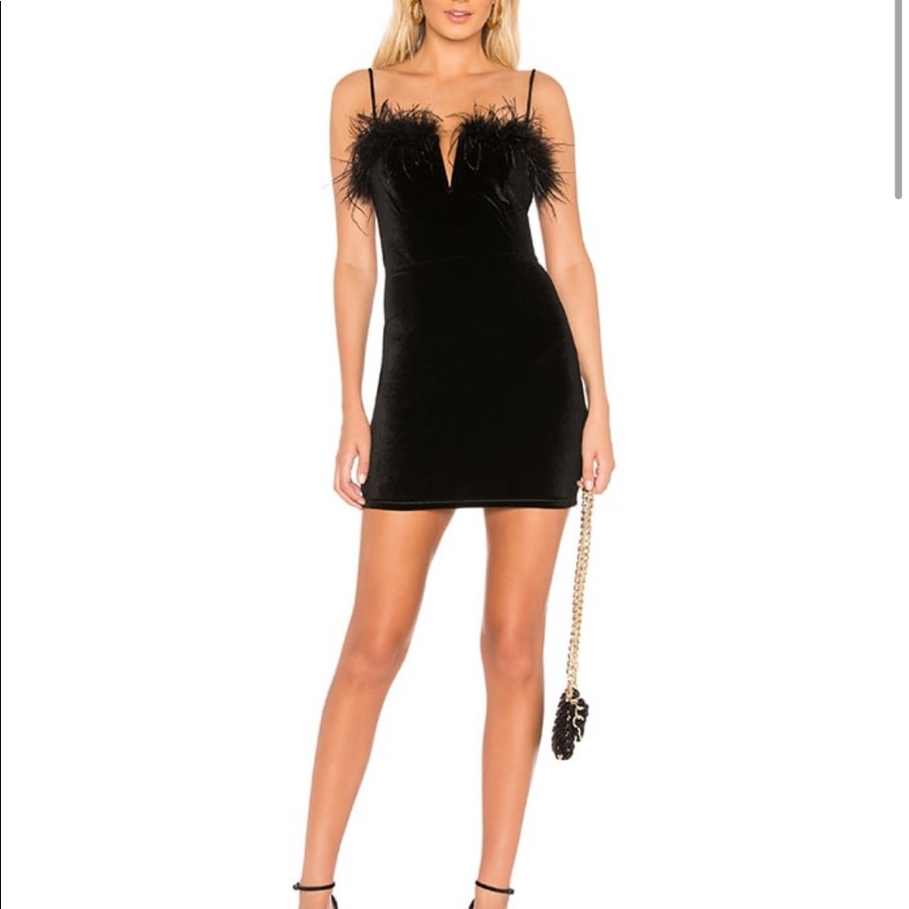 Superdown Erika Feather Dress Black XS